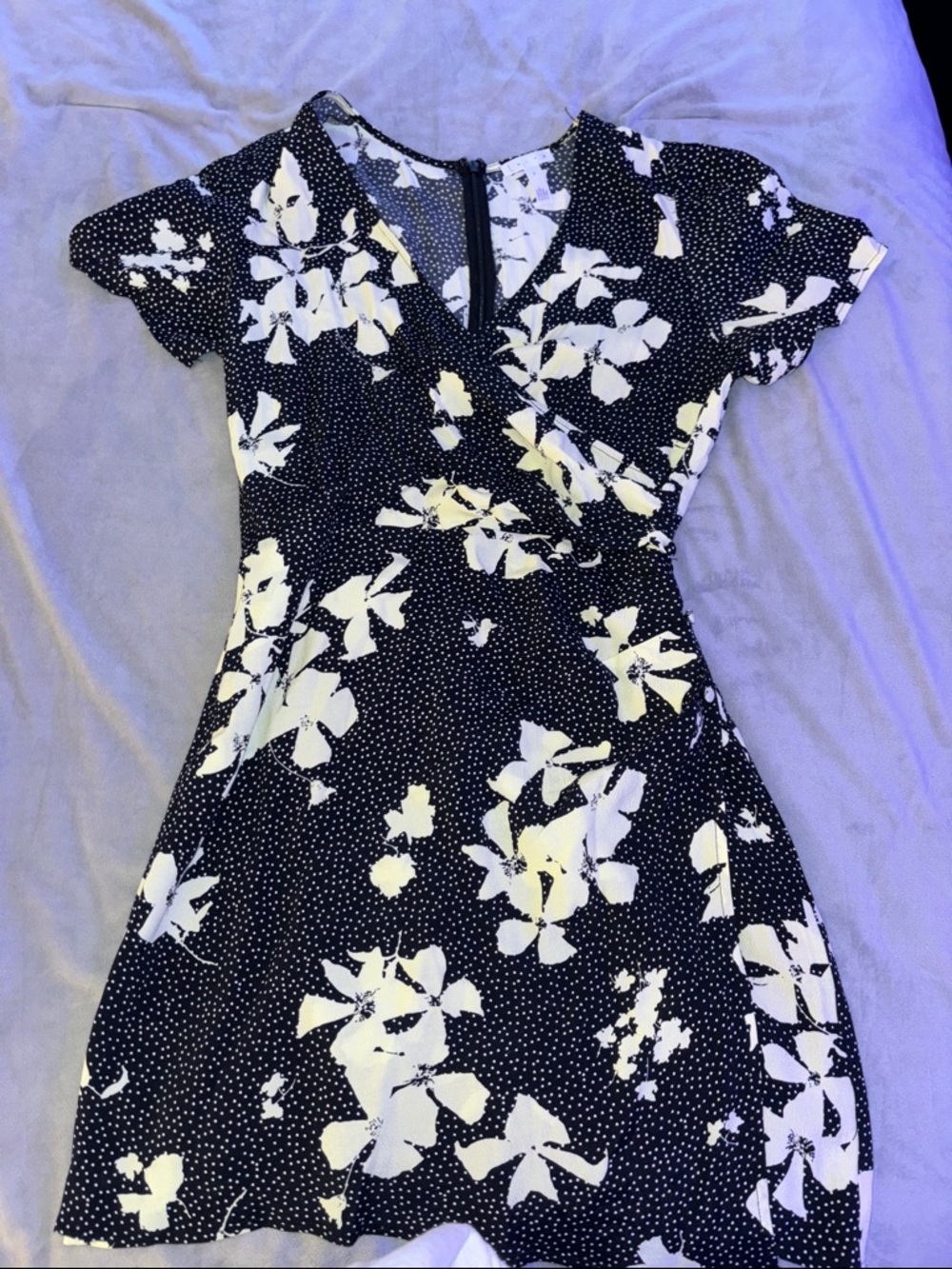 Leith Black & White Floral Mini Dress